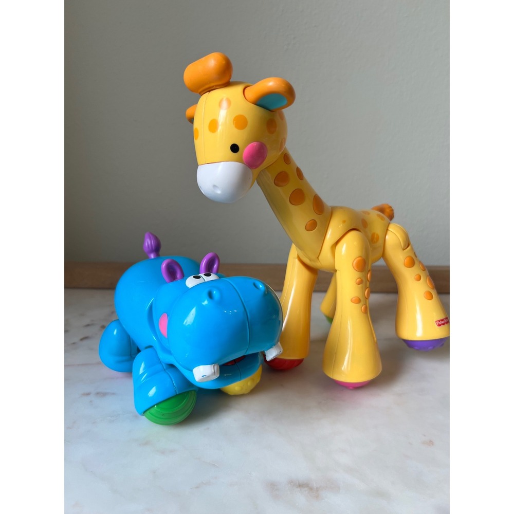 Giraffe and Hippo Toy Lot Fisher-Price Amazing Animals Click Joint Zoo